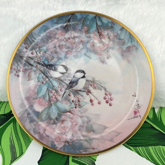 Song of the Cherry Blossom Bird Porcelain Display Plate by Franklin Mint J Cheng - Picture 1 of 9